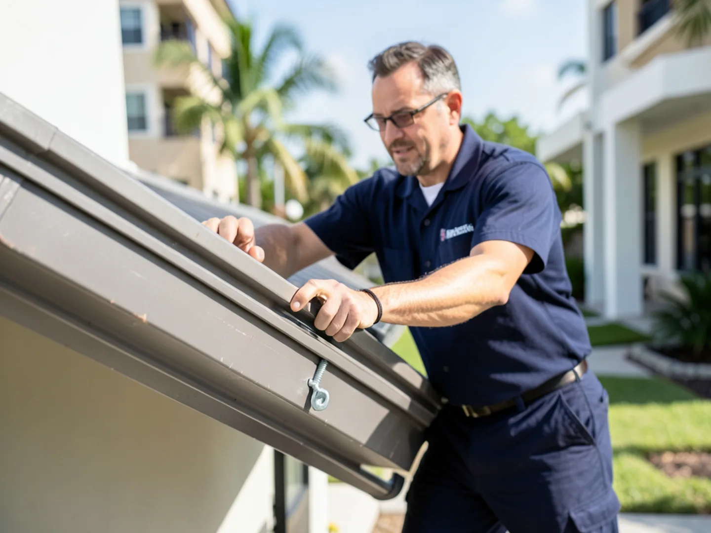 Heavy-duty internal screw hangers locked into gutter channel providing modern wind resistance